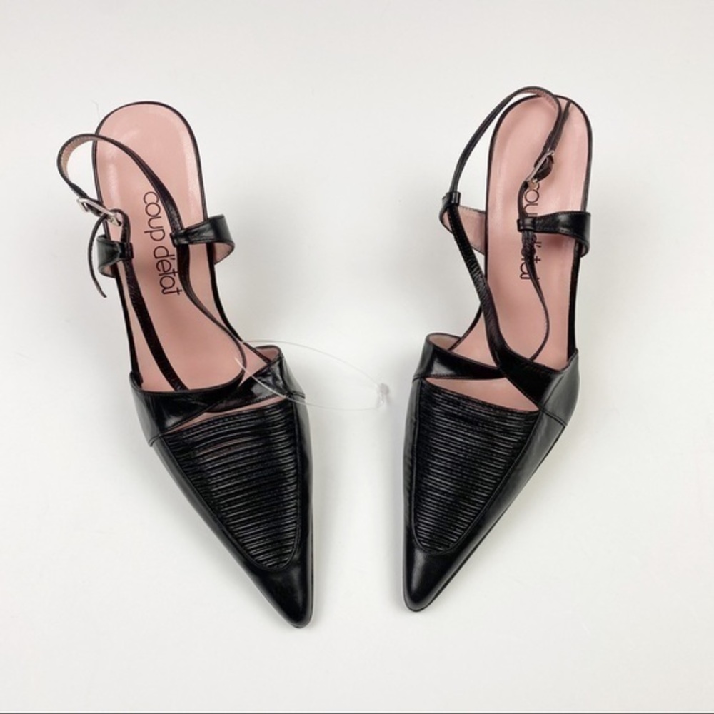 Coup d'etat black Leather Mules sandals